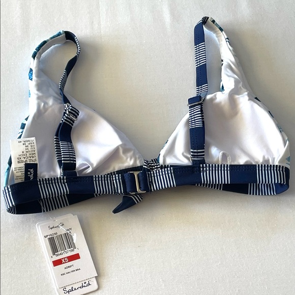 Splendid Bikini Top Adrift RSC Halter Bra Swimwear SP10230 Navy Floral Prints XS - Picture 14 of 16